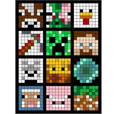 the legend of zelda cross stitch pattern is shown in black and white, with different colors