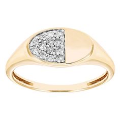 Accessorize in style with this Boston Bay Diamonds 14k gold over sterling silver 1/6 carat T.W. diamond signet oval ring. Click on this JEWELRY & WATCHES GUIDE to learn about fit, styles, materials and more! Accessorize in style with this Boston Bay Diamonds 14k gold over sterling silver 1/6 carat T.W. diamond signet oval ring. Click on this JEWELRY & WATCHES GUIDE to learn about fit, styles, materials and more! FEATURES Width: 1.7 mm Nickel free Metal: sterling silver Plating: 14k gold Finish: polished Packaging: boxedDIAMOND DETAILS Total weight: 1/6 ct. Color grade: H-I Clarity: I2-I3 Shape: round Setting: pave Gemstones may have been treated to enhance their appearance. Special care may be required. Please visit our Gemstone Treatment & Special Care Guide for more information. Diamond Right Hand Rings, Oval Ring, Oval Rings, Womens Jewelry Rings, Pave Diamonds, Rings Statement, Jewelry Ideas, Gold Finish, In Style