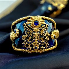 Baroque Ornate,men Warrior Ring,navy Blue Stones,swarovski Stones,925 Sterling Silver, 24 Carat Gold Plated, Big Ring, Coat of Arms Ring - Etsy Italian Rings Men, Luxury Sapphire Jewelry For Collectors, Collectible Gold Sapphire Jewelry, Luxury Sapphire Rings Collectible, Luxury Sapphire Rings For Collectors, Italian Rings, Boy Rings, Italian Ring, Warrior Ring