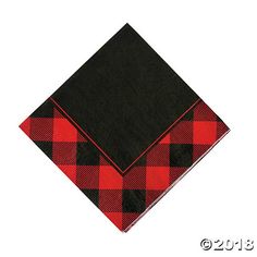 a red and black plaid napkin on a white background