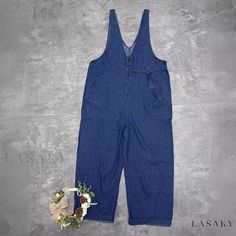 Lasaky - Womens Wide-leg Denim Jumpsuit with Loose Fit and Thin Buttons Cotton Jumpsuit, Strapless Jumpsuit, Pant Length, Denim Jumpsuit, Wide Leg Denim, Dressmaking, Jumpsuits For Women, Jumpsuit Dress, Wide Leg Pants