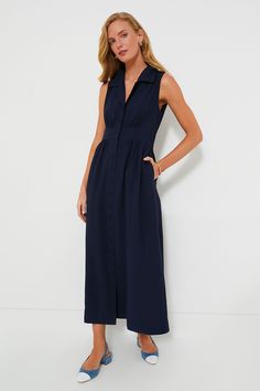 Navy Sleeveless Noelle Maxi Dress | Pomander Place Tuckernuck Dress, Glamorous Fashion, Sneakers Heels, Easy Day, Maxi Dress Navy, Summer Chic, Work Wardrobe, Beach Aesthetic, Covered Buttons