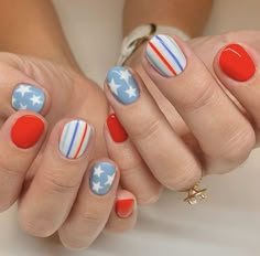 Celebrate 4th of July with Trendy Nail Art - Top 19 Patriotic Designs Cute 4th Of July Nails, Patriotic Nail, Usa Nails, 4th Of July Nails