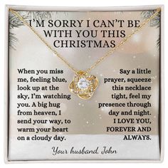 i'm sorry i can't be with you this christmas poem pendant necklace