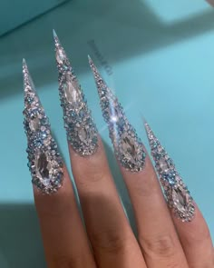 Marquise Diamond – Pamper Nail Gallery Steletoes Nails Classy, Flapper Nails, Sparkly Silver Nails, Bling Stiletto Nails, Gem Nails, Diamond Nails