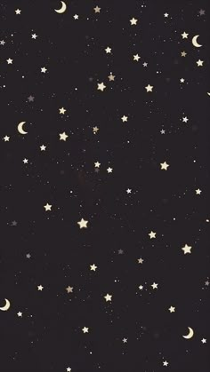 stars and moon in the night sky with white clouds on black background for wallpaper