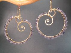 Hammered swirl gemstone earrings Luxe Bijoux 9 Elegant Spiral Wire Wrapped Jewelry, Elegant Spiral Hand Wrapped Jewelry, Gold Freeform Wire-wrapped Jewelry, Gold Wire Wrapped Freeform Jewelry, Gold Freeform Wire Wrapped Jewelry, Gold Wire Wrapped Swirl Jewelry, Gold Swirl Wire Wrapped Jewelry, Spiral Nickel-free Jewelry For Anniversary, Handmade Spiral Jewelry For Anniversary