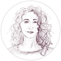 a drawing of a woman with curly hair