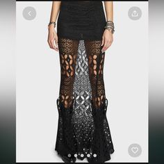 Crochet Maxi Skirt Widow Clothing, Skirts Crochet, Thrift Manifestation, Long Black Maxi Skirt, Sequin Outfits, Crochet Construction, Conservative Outfits, Crochet Maxi Skirt, Mesh Maxi Skirt