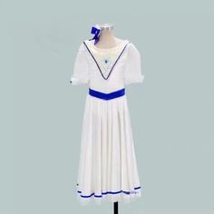 Graduation Ball ballet costume Graduation Ball, Professional Ballet, Chiffon Sleeves, The Ballet, Satin Ribbons, Ballet Dress, Sewing Ribbon, White Chiffon, Blue Satin