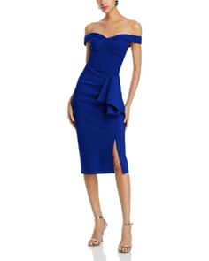 Chiara Boni La Petite Robe Madama Off-the-Shoulder Bustier Dress Bustier Dress Midi Off The Shoulder, Off-shoulder Blue Mini Dress For Cocktail, Blue Midi-length Off Shoulder Party Dress, Chic Blue Off-shoulder Cocktail Dress, Chiara Boni La Petite Robe Dress, Bustier Dress, Dresses Online, Off The Shoulder