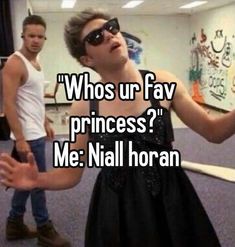 a man in sunglasses holding a bat with the caption who's up fav princess? me nall horan