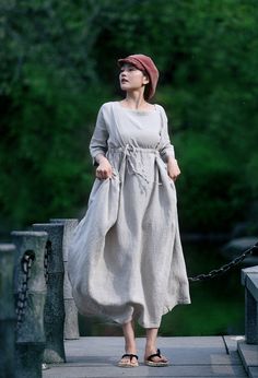 "★ Material: 100% Linen ★ Model Size: -- Model wear size M -- Model is 170 cm / 5'8\" -- Model measurements (bust 31\" / waist 26\" / hips 36\" ) ★ In order to make it more suitable for you. please tell me your body measurements : -- your Height -- your Weight -- your Bust  -- your waist -- your hip  -- Phone number for shipping Size S (US 4-6 | UK/AU 8-10 ) Bust: 96 cm / 37.8 inch Length: 120 cm / 47.2 inch Size M (US 8-10 / UK/AU 12-14) Bust: 104 cm / 40.9 inch Length: 120 cm / 47.2 inch Size L (US 12-14 | UK/AU 16-18) Bust: 110 cm / 43.3 inch Length: 120 cm / 47.2 inch Size XL (US14-16 | UK/AU 18-20 ) Bust: 120 cm / 47.2 inch Length: 120 cm / 47.2 inch Size XXL (US 18-20 | UK/AU 22-24 ) Bust: 130 cm / 51.2 inch Length: 120 cm / 47.2 inch Size 3XL (US 22-24 | UK/AU 26-28 ) Bust: 140 cm / Casual Linen Maxi Dress For Fall, Casual Maxi Linen Dress For Fall, Oversized Spring Linen Maxi Dress, Oversized Maxi Linen Spring Dress, Linen Lagenlook Long Sleeve Maxi Dress, Long Robes, Long Sleeves Dress, Linen Dress Women, Long Linen Dress