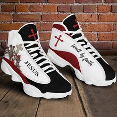 Jesus   Walk By Faith Cross Shoes White J13 Sneakers  040422Lk Lightweight construction with breathable mesh fabric provides a comfortable and flawless fit. Cross Shoes, Jesus Is King, Faith Walk, Faith Cross, Faith Over Fear, Walk By Faith, Trendy Sneakers, Latest Shoes, Jesus Is