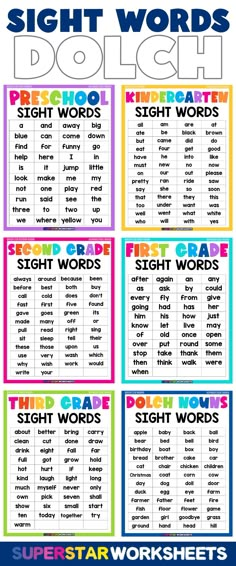 printable sight words poster for kids