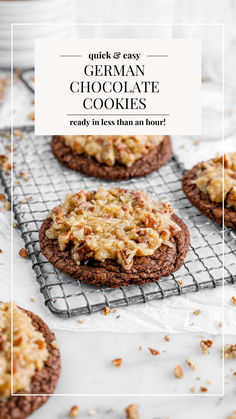 german chocolate cookies cooling on a wire rack