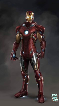 an iron man standing in front of a dark background with the caption iron man mark 7