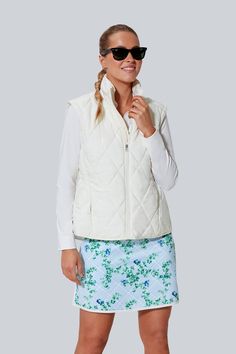 Ivory Quilted Packable Cinched Vest White Spring Travel Outerwear, White Outerwear For Travel In Fall, Play All Day, Coffee Run, Busy Lifestyle, Marathons, The Porch, Invisible Zip, Water Resistant Fabric