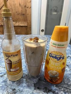 the ingredients to make an iced coffee drink