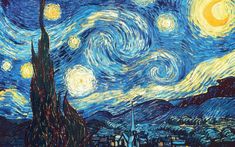 the starry night painting is shown in this image