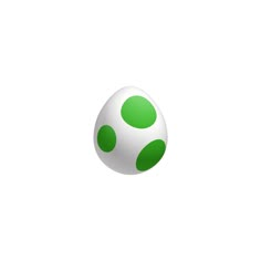 an egg with green dots is shown in the middle of a white background, and it appears to be floating