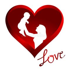 a mother holding her baby in the shape of a heart royalty illustration