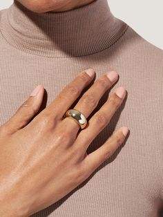 Gold Dome Ring, Unique Gold Rings, Dome Ring, Solid Gold Earrings, Contemporary Chic, Secret Ingredient, Domed Ring, Chic Outfit, Fine Jewelry Collection