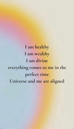 a rainbow colored circle with the words i am healthy, i am wellhy and i am divine