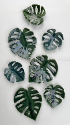 Monstera Leaf Cascade Mix Ceramic Leaf Wall Art, Ceramic Monstera Leaf, Monstera Leaf Pottery, Ceramic Plant Sculpture, Clay Art Wall Decor, Ceramic Lily Pad, Large Clay Sculpture, Ceramic Leaves Pottery, Clay Gift For Mom