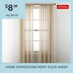 an advertisement for a window with curtains on it and the words, $ 8 99 reg $