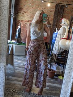 These Sylvie pants are a favorite for hot summer days, and looking adorbs in them! 94% Rayon 6% Spandex Relaxed Cotton Bottoms For Vacation, Stretch Long Pants For Beach, Beach Long Pants With Stretch, Summer Vacation Wide-leg Harem Pants, Casual Summer Vacation Bottoms, Spring Vacation Wide-leg Harem Pants, Wide Leg Harem Pants For Spring Vacation, Casual Pants With Loosely Fitted Hips For Day Out, Spring Beach Wide-leg Harem Pants