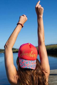 Experience the ultimate in style and comfort with our Sunshine Adjustable Trucker Hat! Perfect for beach days or any occasion, this hat features a soft neoprene top and breathable mesh to keep you looking cute and feeling cool all day long, even on hot, sunny days. The floral printed bill and matching mesh add a pop of color that's undeniably adorable, making this hat a must-have accessory for any season! Printed front and bill, adjustable snap back, terry cloth trim, mesh back Dries fast Cotton Hair Accessories Summer, Boho Tent, Rolling Tote Bag, Boho Hair Accessories, Preppy Things, Boho Bandeau, Rolling Tote, Ponte Vedra Beach, Hair Accessories Boho