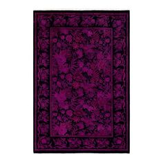 a purple rug with flowers on it