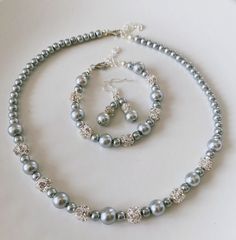 Gray Pearl Necklace, Grey Pearl Necklace, Bridal Stores, Grey Glass, Pearl Grey, Wedding Jewelry Sets