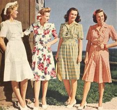 Summer Day Dresses, Dress History, 1940s Dresses, Look Vintage, 1950s Fashion