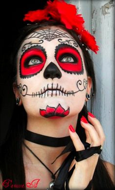 Makeup Mexican, Candy Skull Makeup, Skeleton Face Paint, Halloween Face Paint, Mexican Halloween, Dead Makeup, Halloween Crafts Preschool