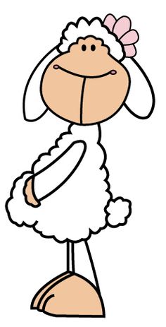 a cartoon sheep with a pink bow on its head