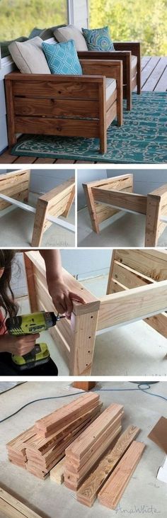 the process of making a coffee table out of pallet wood