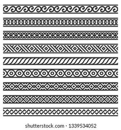 Border Pattern Design, Geometric Patterns Drawing, Border Illustration, Border Patterns, Border Decoration, Symbole Viking, Armband Tattoo Design, Geometric Design Art, Mandala Design Pattern