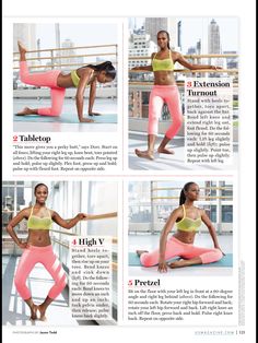 a woman doing yoga poses in pink pants