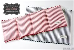 three red, white and blue striped napkins sitting next to each other