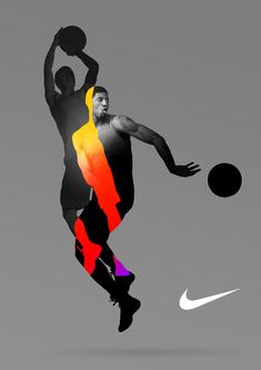 a basketball player in the air with a ball