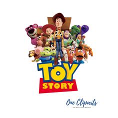 the toy story logo with characters all over it