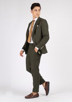 The Eldridge Juniper Green Linen Suit is crafted from pure linen fabric that exudes classic vibes with the forest green hue. Its sophisticated and refined craftsmanship will effortlessly elevate any occasion. For those seeking an effortless display of fine taste, this custom made suit is the perfect choice. Linen Double Breasted Suit With Suit Collar For Work, Luxury Green Suit For Workwear, Linen Double Breasted Suit With Notch Lapel For Workwear, Linen Double Breasted Suit For Work, Semi-formal Linen Double Breasted Suit With Welt Pockets, Linen Three-piece Suit With Notch Lapel For Work, Tailored Double Breasted Linen Suit With Welt Pockets, Tailored Linen Double Breasted Suit With Notch Lapel, Green Linen Suits With Notch Lapel