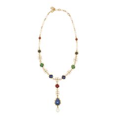 Ben-Amun Tudores Cavill Necklace Elegant Gold Multi-stone Bridal Necklace, Luxury Beaded Necklaces For Festive Occasions, Luxury Festive Pearl Necklace, Beachy Necklace, Jewellery Sketches, 24 Karat Gold, Y Necklace, 24kt Gold, City Design