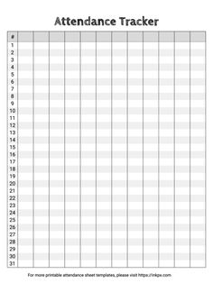 the attendance tracker is shown in this printable sheet for students to check out their attendances