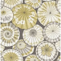 many yellow and white umbrellas on a gray background