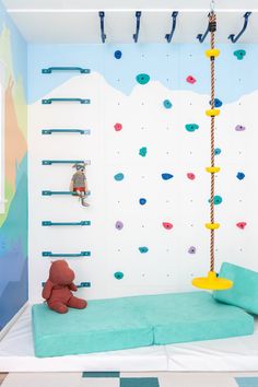 there is a climbing wall in the children's room