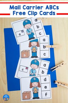 mail carrier abc's free clip cards for kids to practice letter recognition and spelling