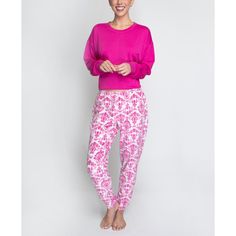 Can't wait to get home so you can get into your pajamas? We got you. Our super soft and comfy women's pajamas are made for those of us who prefer loungewear to actual clothes. Our women's sleepwear is ready for catching some zzz's or catching up on your favorite series. This pajama set features a winter classic Hanes print knitted rib top and joggers pants . Incredible Comfort! Designed using non-irritating knitted fabric, these feel sensationally soft on the skin and make the perfect loungewear Casual Super Soft Sleepwear For Bedtime, Super Soft Pink Sleepwear For Loungewear, Comfortable Pink Sleepwear For Loungewear, Super Soft Comfy Sleepwear For Relaxation, Comfy Super Soft Sleepwear For Relaxation, Comfortable Pink Sleepwear, Super Soft Cotton Sleepwear For Loungewear, Super Soft Comfortable Sleepwear For Pajama Party, Comfortable Super Soft Sleepwear For Pajama Party